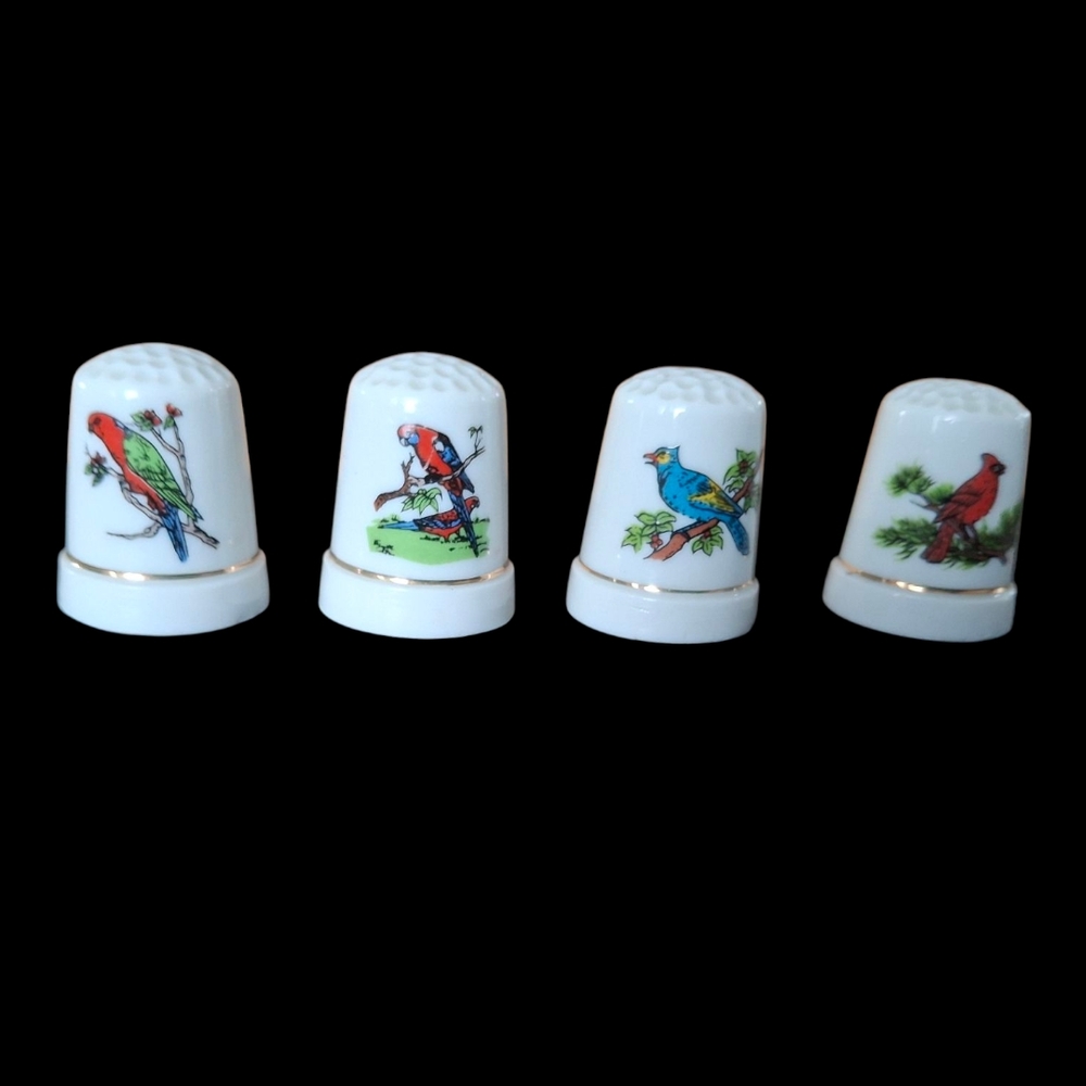 Vintage Collectible Porcelain Bird Thimbles - Set Of 4